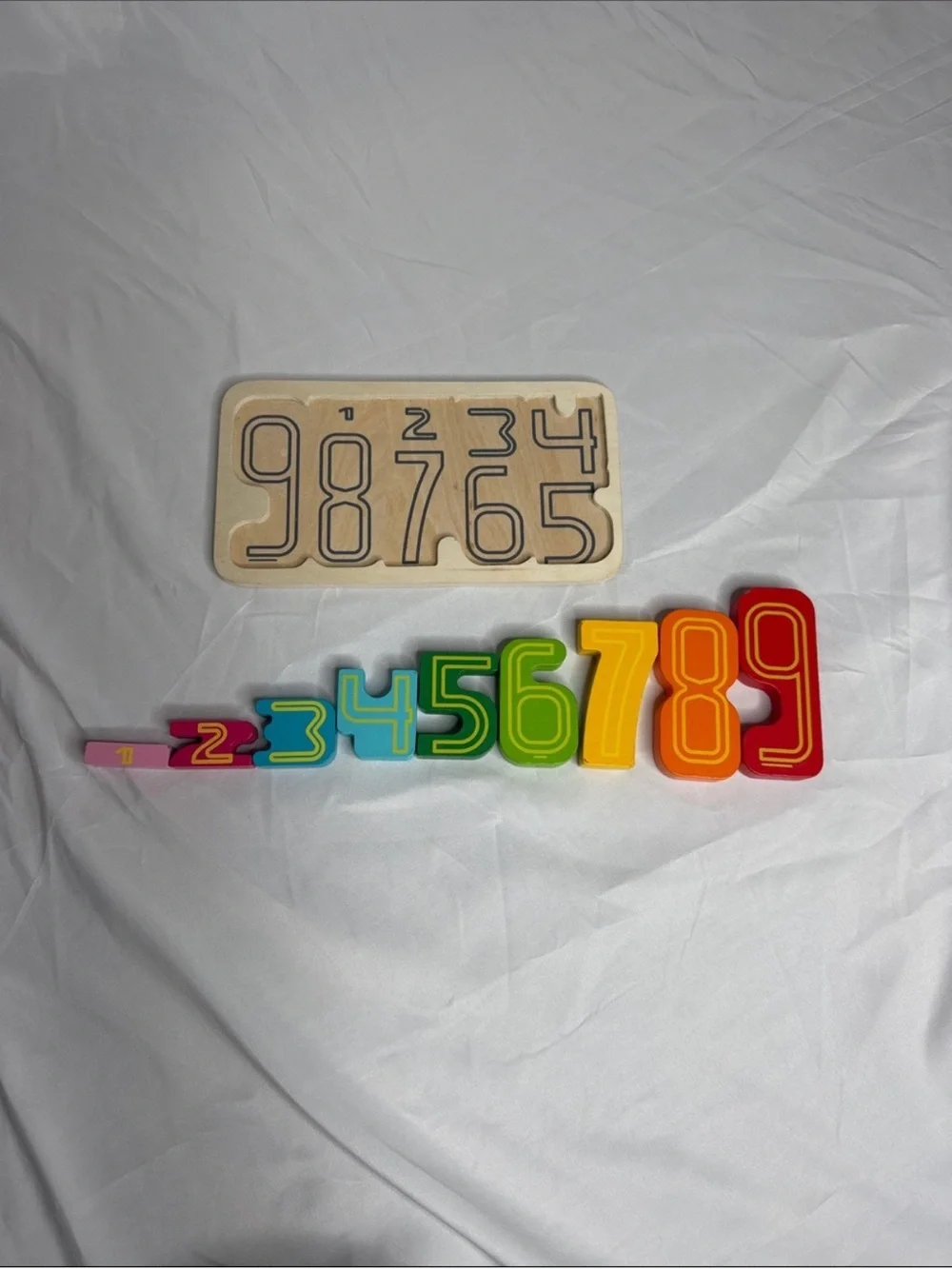 Set of 3 Wooden Sorting and Number Puzzle Set - Multi-Color. GREAT CONDITION